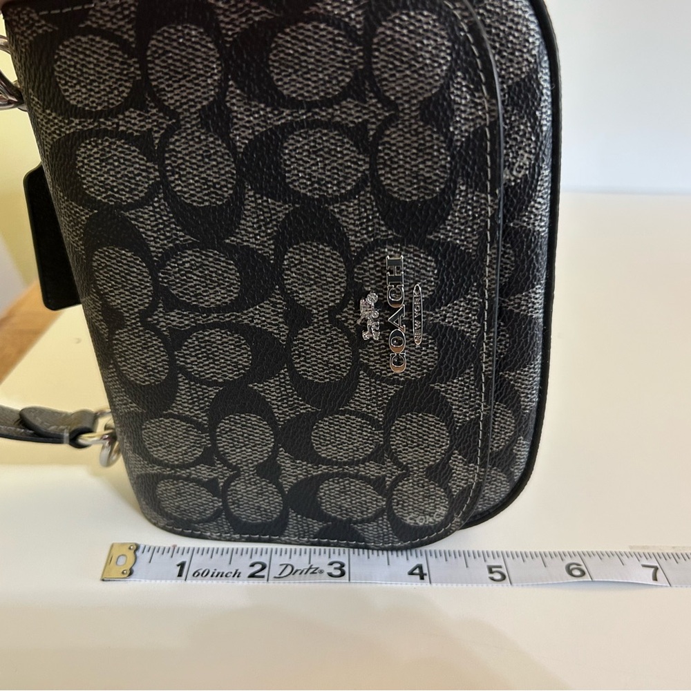 Coach top handle bag crossbody in signature design black and silver. - Picture 9 of 9